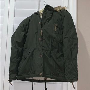 F21 Dark Green parka with hood